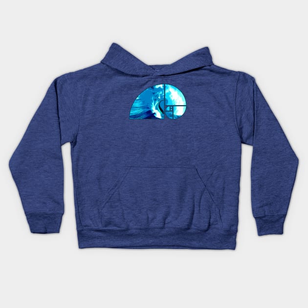 Ocean Wave Fibonacci Spiral Kids Hoodie by robotface